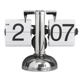 Flip Desk Clock, Quartz Movement, Mechanical Flip Clock, Single Foot Car for Office, Home, White