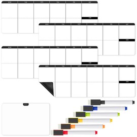 Mr. Pen- 4" x 12" Dry Erase Magnetic Weekly Planner for Fridge, 11 pcs, 4X Weekly Chore Chart, 6X Colorful Whiteboard Markers and 6" x 4" Magnetic Whiteboard Note