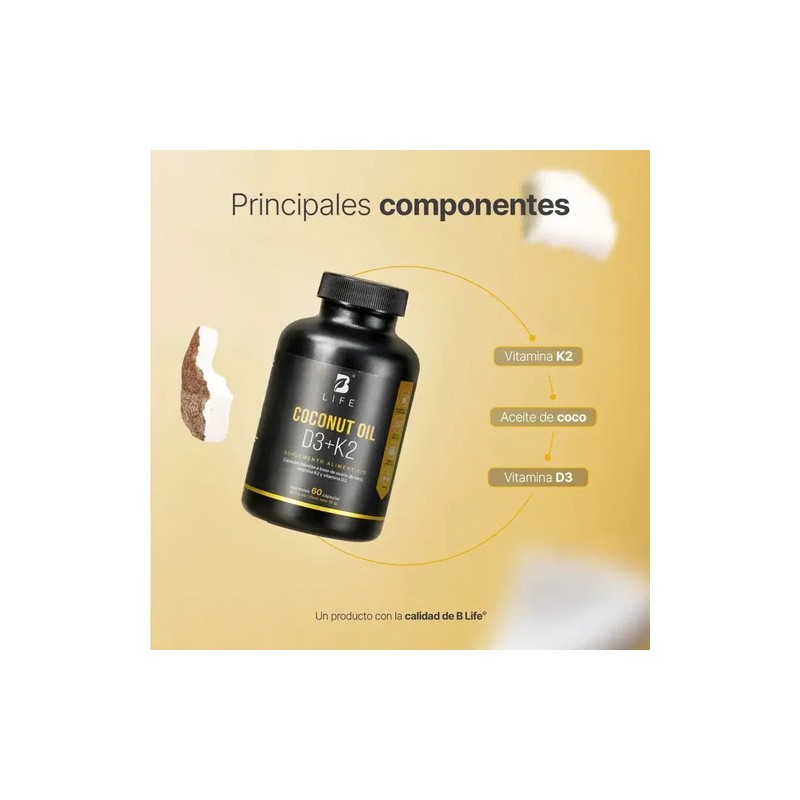 Coconut Oil D3 K2 60 Cápsulas B Life Sin Sabor