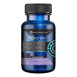 HEALTHADDICTION - Probióticos para Piel Flora-SKN - Salud Cutánea y Digestiva - Apoyo Antiinflamatorio e Inmunológico - Con Lactobacillus y Prebióticos - 60 Cápsulas Veganas de Alta Calidad
