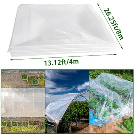 Greenhouse Plastic Sheeting,6 Mil 13×26ft Clear Greenhouse Film,Heavy Duty Plastic Sheeting for Farms Greenhouse Garden Floor Protection