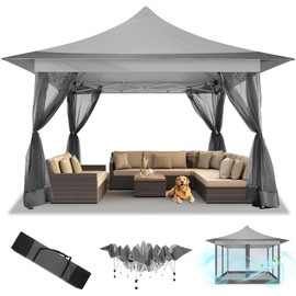 COBIZI 12x12 Pop Up Gazebo Canopy Tent Easy Up Outdoor Gazebo Waterproof Upgrade Portable Gazebo with Mosquito Nettings and Carry Bag for Patio Garden Lawn