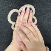 CECOBAG Spring Press-On Almond Nails, Medium Pink Floral Tip Nails