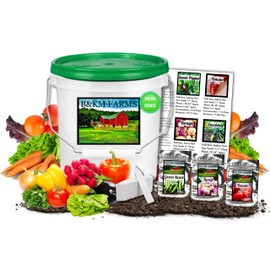 B&KM Farms B&KM Farms 20,000+ Survival Seed Kit 5+ Year Supply. 30 Fruit & Vegetable Non-GMO Heirloom Seeds for Planting a Home Garden. Secure Emergency Weather-Proof Bucket