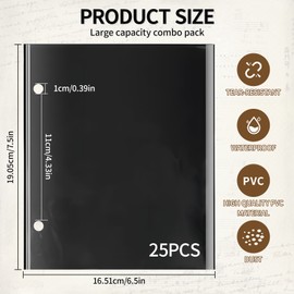 25 Pieces Flip Folder Pages, 7.5 x 6.5'' Flip Folio Marching Band Musical Flip Folder with 2 Holes for Holding Sheet Music and Music Files