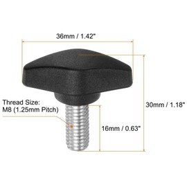 4pcs Tee Wing Knobs Thumb Screws M8 x 16mm Standard Male Thread Plastic T Knobs Handles Hand Clamping Knobs Grip Thumbscrew, Black