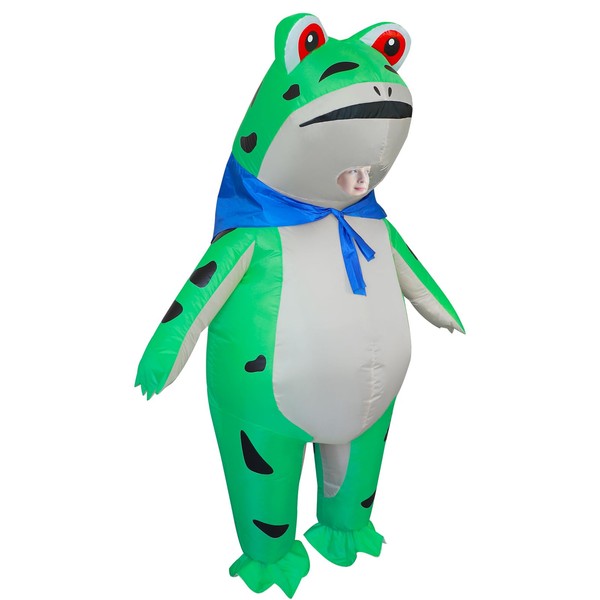 Stegosaurus Inflatable Frog Costume for Kids Halloween Cute Animal Costumes Funny Blow Up Suit for Boys Girls Cosplay Party Green