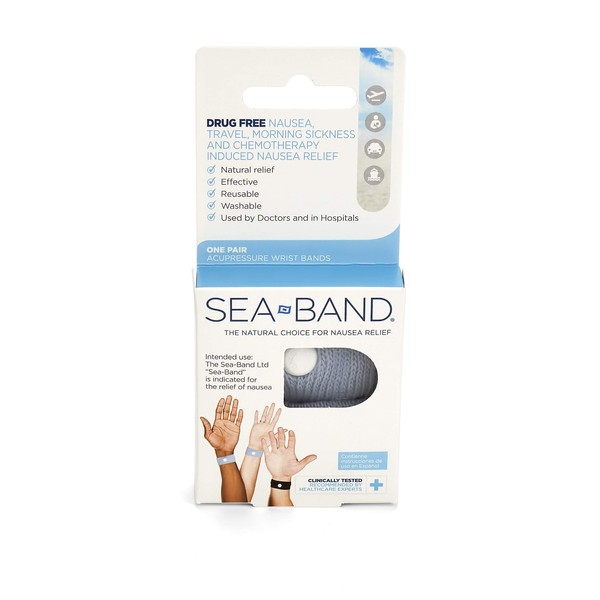 Sea-Band Adult Wristband, Natural Nausea Relief, 1-Pair, colors may vary