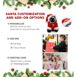 DolliBu Santa Zebra Stuffed Animal Plush Toy - Super Soft Wild Animal Dress Up with Red Santa Claus Outfit, Cute Wildlife Gift, Holiday with Name Personalization - 9 Inches