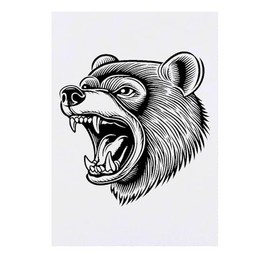 'Angry Bear' Temporary Tattoo - Water Resistant, Skin-Safe, Non-Toxic Transfer (TO00083571)