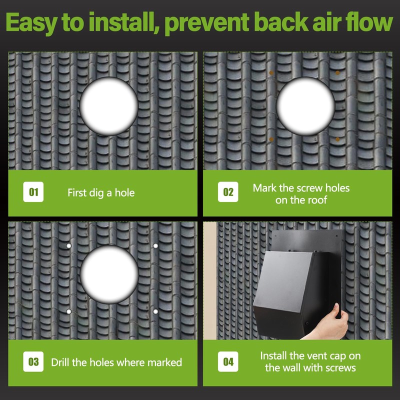 Rossesay Roof Vent Cap with Damper Removable Screen and Bottom