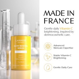 Lanmeri Suero de vitamina C para la cara: suero antienvejecimiento de vitamina C para líneas finas, arrugas y piel opaca con ácido hialurónico y ácido
