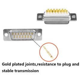 Harissess DB15 RS232 D-SUB Serial Soldering Cup Connector Kit, Gold-Plated Joints RS232 Series Soldering Type 15-Pin D Sub Coupler with Plastic Hoods, Strain Relief Grommet and Screws (Pack of 5)