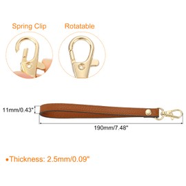 sourcing map Leather Wristlet Strap, 190mm/7.48" Hand Wrist Lanyard Leather Replacement Wrist Strap for Clutch Wallet Keychain Bag DIY (Deep Brown, Gold)