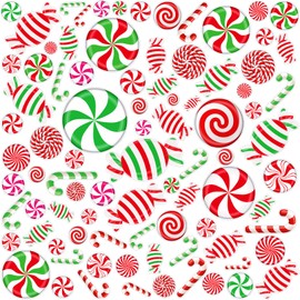 Tellingyou 87 Pcs Christmas Thick Gel Clings Candy Window Gel Decals Lollipop Peppermint Window Stickers Red Green Candy Cane Window Clings Decals Christmas Decor for Xmas Party Window Home，2 Sheets