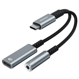 NIMASO NAD24D1212 2-in-1 Type C Earphone Converter Cable, 3.5mm Earphone Converter, PD, 60W Rapid Charging, Type-C Earphone Jack, Charging Adapter, Bifurcated Cable, Durable, Nylon Braid, For Calls,
