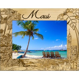 Saddle Mountain Souvenir Maui Hawaii Laser Engraved Wood Picture Frame Landscape (5 x 7)