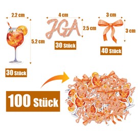 MEJOSER 100 Stück JGA Deko Aperol Konfetti mit Glitzer Junggesellenabschied Deko Frauen Männer Tischdeko Doppelseitig Aperoli Basteln Geschenk für Sommer Hochzeit Fasching Junggesellinnenabschied