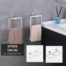 GERZWY Hand Towel Ring Bath Towel Holder Bathroom Lavatory Shower Towel Hanger Holder Brushed Stainless Steel Wall Mount