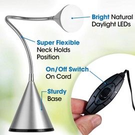 OttLite LED Cone Desk Lamp, Silver