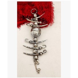 Metal Silver Oxidised Finished Nimbu Mirchi Wall Hanging for Cars, Homes & Offices, Evil Eye Protection Hanging for Entrance Door Decoration Showpiece (Pack of 1)