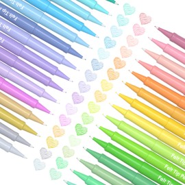 Lelix 30 Colors Felt Tip Pens, Medium Point Pastel Colored Pens, Felt Tip Markers Pens For Journaling, Writing, Note Taking, Planner Coloring, Perfect for Art Office and School Supplies