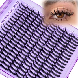 Mavphnee Lash Spikes Manga Lashes Extensions Anime Lash Clusters Spiky Eyelash Individuals 13-21MM Long Cluster Eyelash Extensions D-Curly Fairy Individual Cluster Lashes Pack 180Pcs