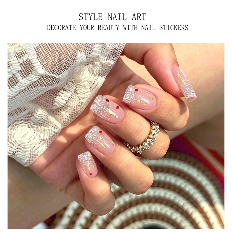 Semi Cured Gel Strips Nail Art Sticker Wrap Glitter