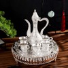 Turkish Coffee Cup and Tea Pot Set Including Teapot,Tea Tray,6
