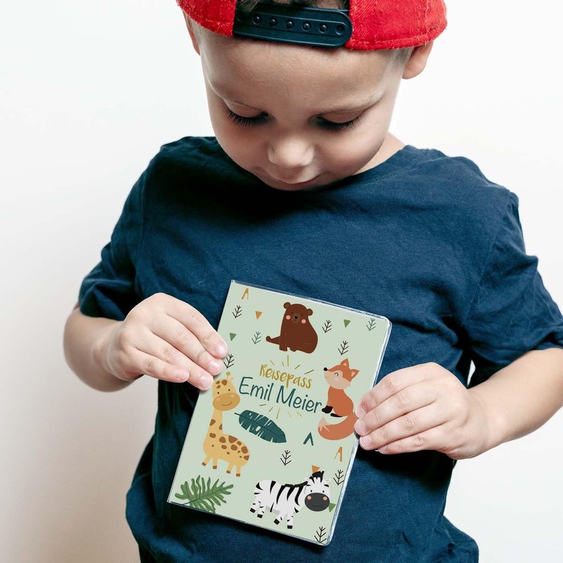 cozy racoon Kids Passport Holder, safari, Modern