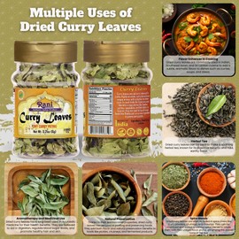 Rani Dried Curry Whole Leaves (Kari Neem Patha) Indian Spice 0.21oz (6g) PET Jar ~ Non-irradiated | All Natural | Vegan | Gluten Friendly | NON-GMO | Kosher | Product of USA