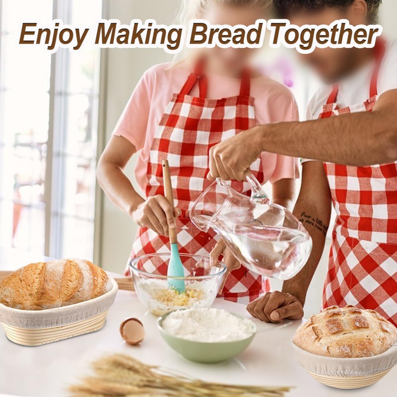 TeamFar Bread Proofing Basket Set, 9” Round & 10” Oval