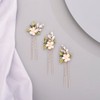 Chargances 3pcs Flower Wedding Hair Pins Green Leaf Crystal Bridal