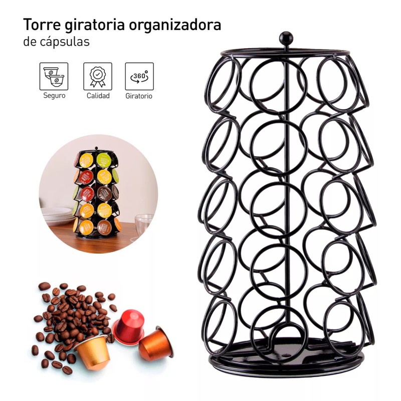 Bluelander Torre Organizador Giratoria Para Capsulas De Café Nespresso