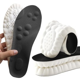 AWAVM Memory Foam Insoles with Arch Support for Women Men,Thick Insoles,Comfort Massage Insoles Replacement Shoe Inserts for Trainers Sneakers Sports Shoes,Breathable,Shock Absorption (8/8.5UK)