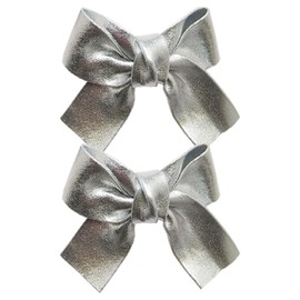 Baby Girls Glitter Hair Bow Clip Little Girls Gold Silver Hair Bow Hair Clip Bronzing Metallic Hairpin Barrette Hair Accessories for Kids Toddler ZFJ63 (Silver Bow)