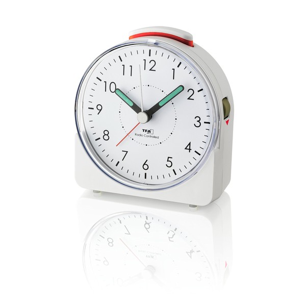 TFA Dostmann Analoger Funk-Wecker Sunrise, 60.1513.02, leises Uhrwerk, Weckalarm mit