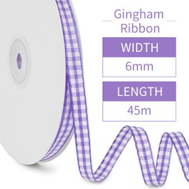 LEREATI Black Red Gingham Ribbon 1/4 Inch x 50 Yard Vintage Checkered Tartan Plaid Ribbon Polyester Cloth Fabric Woven Edge, Party Supplies for Presents Wrapping Bows DIY Craft Wedding Decoration