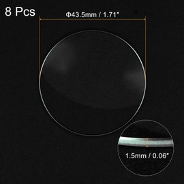 uxcell 8 Paquete 43,5mm Diámetro Reloj Vidrio Cristal Lente, Única Cúpula Redondo 1,5mm Borde Grosor para Relojero Reparación Transparente
