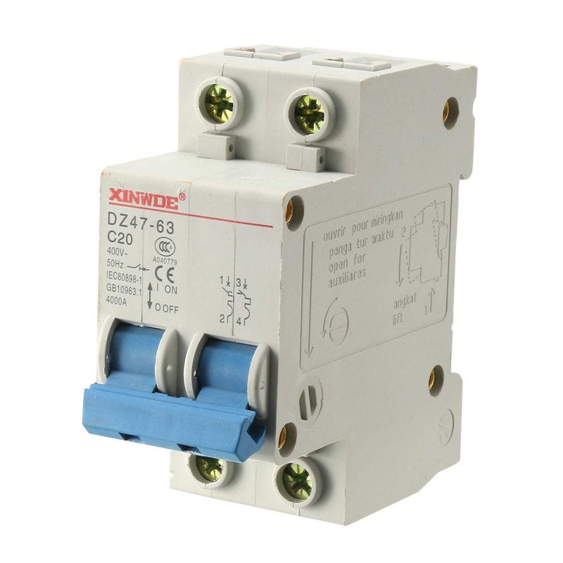 sourcing map 2 Poles 20A 400V Low-voltage Miniature Circuit Breaker