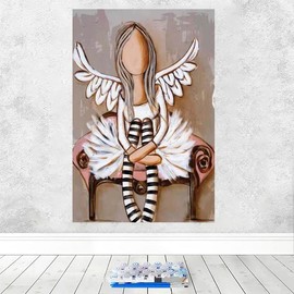 MLSG DIY Paint by Numbers for Adults, Easy Paint by Numbers for Beginner, Acrylic Watercolor Paint by Number for Adults, Painting by Numbers Perfect 16x20inch Without Frame Angel 000