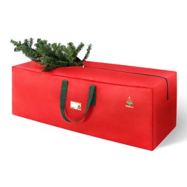 Christmas Tree Storage Bag, 7.5ft Artificial Christmas Tree Storage Box, Waterproof Xmas Tree Storage Tote, 600D Oxford Material with Durable Handles & Zipper, Protects from Moisture & Dust (Red)