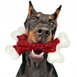 Kseroo - Juguetes indestructibles para perros, para masticadores agresivos, huesos de nailon duro con sabor a carne de vaca, para entretener a perros 