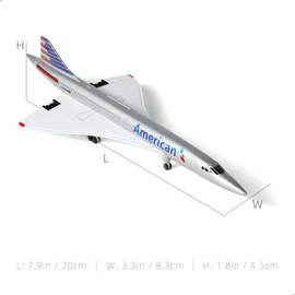QIYUMOKE 1/300 Scale AA Concorde Diecast Metal Airplane Model Kit with Stand Fantasy Concorde Model Plane for Adult Creative Decorations or Aircraft Souvenirs (7.9-Inch L)