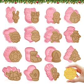 Christmas 3D Cookie Cutters, 16-Piece Christmas Cookie Cutter Set, Plastic Cookie Cutters, Christmas Cookie Cutters, Christmas Cookie Cutters, Cookie Cutters, Cookie Cutters for Children (16)