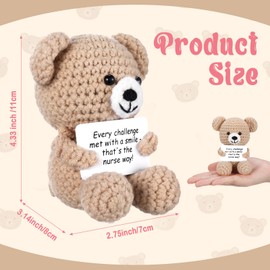 Daifunli Nurses Graduation Gifts Positive Crochet Animal for Nurse Gifts Mini Crochet Bear Funny Positive Bear Emotional Cheer Support Animal for Nurse Ornaments Inspirational Emotional Cute Animals