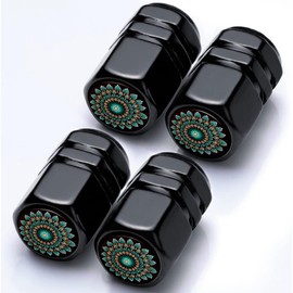 Mandala Tire Valve Stem Caps Mandala Car Accessories 4Pack Tire Air Cap Aluminum Alloy with Plastic Liner Corrosion Resistant Leak-Proof for Car SUV Bike Motorcycle Valve Decor Datura Gifts