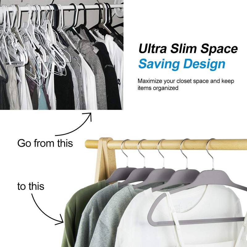 ELONG HOME 30 Pack Rubberized Hangers with Non-Slip Grip, Durable