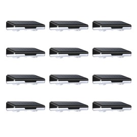 Haoteey Solar Fence Lights, 12-Pack Solar Deck Lights Outdoor IP65 Waterproof, Fence Light Solar Powered for Fence, Deck, Porch, Backyard, Pathway, Garden - 8 Colors, RGB