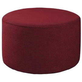 Ottoman Covers Round Velvet Footstool Slip Slipcover Small/Large/Extra Large 36/40/55cm Thick Soft Jacquard Fabric Footrest Protectors Cover with Elastic Bottom ( Color : @13 , Size : Diameter:30-41IN